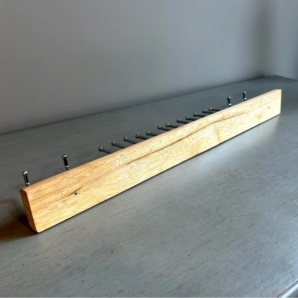 Wood Metal Tie Belt Rack Organizer Necklace Jewelry Display Wall Mounted Holder